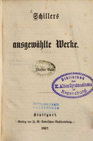 Schiller's ausgewählte Werke, 5
