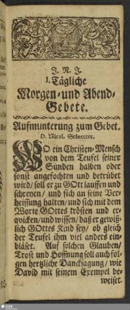 I. Tägliche Morgen- und Abend-Gebete