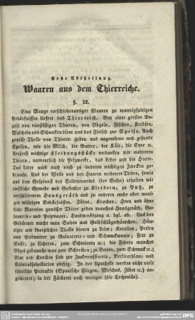Erste Abtheilung. Waaren aus dem Thierreiche