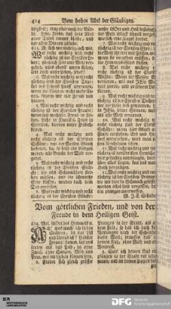 Vom göttlichen Frieden, und von der Freude in dem Heiligen Geist.