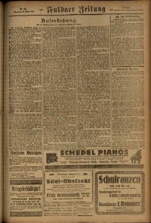 Zweite Ausgabe vom Sonntag, den 20. April 1924.