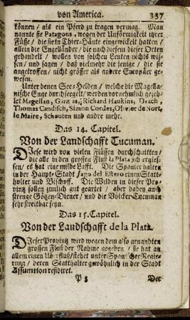 Das 14. Capitel. Von der Landschafft Tucuman.