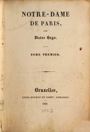 Oeuvres de Victor Hugo, 8. Notre-Dame de Paris ; 1