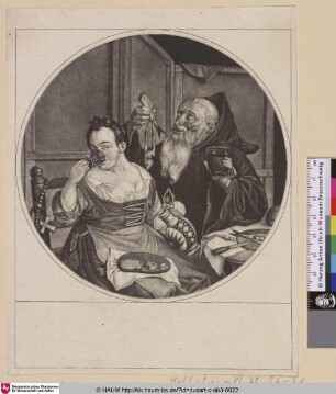 [The banquet of the monk and the woman; Der Mönch und das Mädchen beim Mahl]