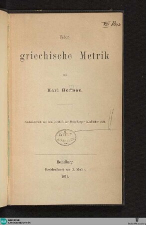 Ueber griechische Metrik