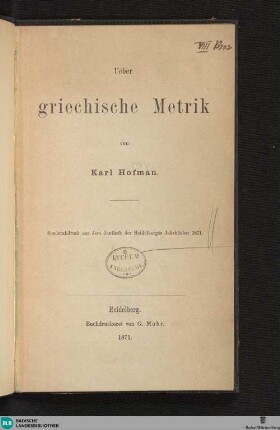 Ueber griechische Metrik