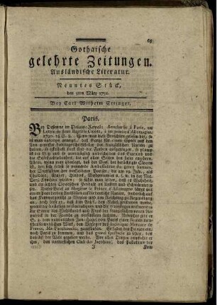 Neuntes Stück, den 5ten März 1791.