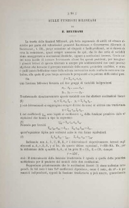 Sulle funzioni Bilineari.