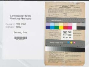 Entnazifizierung Fritz Becker, geb. 30.10.1882 (Architekt)