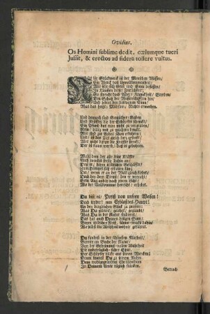 Ovidius. Os Homini sublime dedit, ...