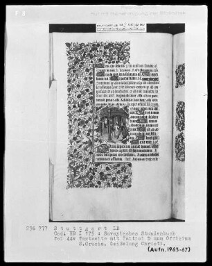 Liber horarum — Initiale D (omine labia) mit Geißelung Jesu, Folio 44verso
