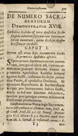 293-307, De Numero Sacramentorum. Demonstratio XVIII. Cap. I. - III.