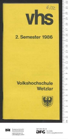 Programm 2. Semester 1986