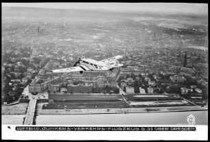 Junkers-Verkehrsflugzeug G 31 über Dresden, Luftbild