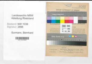Entnazifizierung Bernhard Surmann , geb. 13.02.1896 (Lokfuehrer)