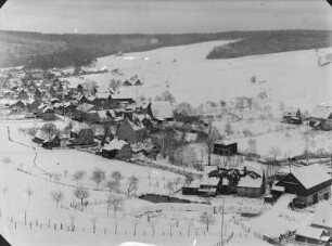 Markersbach, Blick auf den Ort. Winteraufnahme