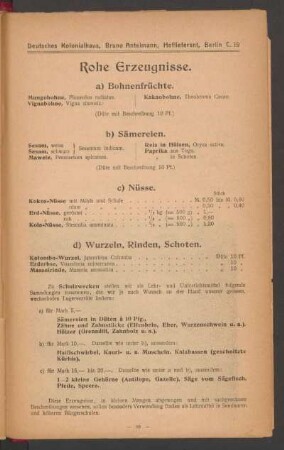 Rohe Erzeugnisse.
