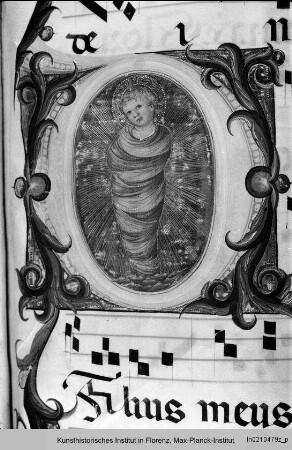 Historisierte Initiale D(ominus dixit ad me): Christuskind - Diurno Domenicale