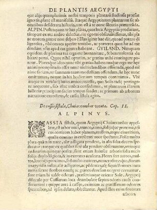 Prosperi Alpini De plantis Aegypti liber : in quo non pauci, qui circa herbarum materiam irrepserunt, errores, deprehenduntur, quorum causa hactenus multa medicamenta ad usum medicinae admodum expetenda ... obsoleta iacerunt