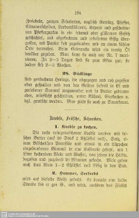 Krebse, Frösche, Schnecken