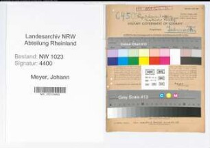 Entnazifizierung Johann Meyer , geb. 06.06.1890 (Kraftfahrer)