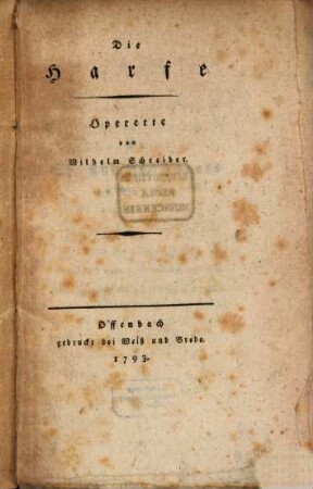 Die Harfe : Operette
