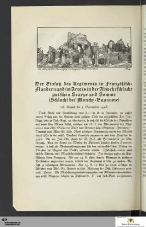 Der Einsatz des Regiments in Französisch-Flandern und im Artois