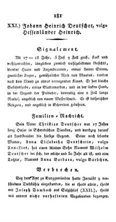 XXI.) Johann Heinrich Deutscher, vulgo Hessenländer Heinrich.