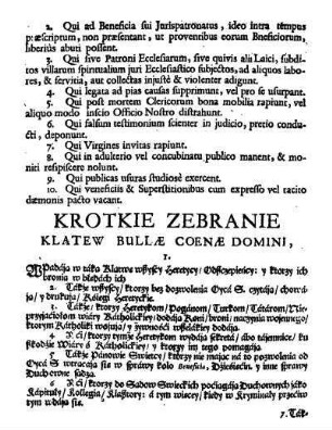 Krotkie Zebranie Klatew Bullæ Cœnæ Domini
