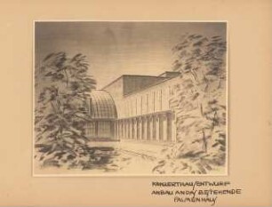 Konzerthaus »Palmengarten«, Frankfurt/Main: Foto von Inv.Nr. 35482: Perspektivische Ansicht Anbau an das Palmenhaus