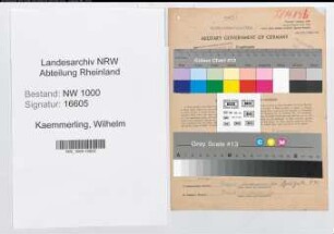 Entnazifizierung Wilhelm Kaemmerling, geb. 10.08.1895 (Arbeiter)
