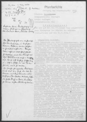 Weilstetten mit Roßwangen: Pfarrbericht 1953