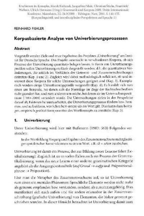 Korpusbasierte Analyse von Univerbierungsprozessen