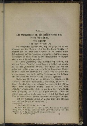 XXXIII. Die Hauptfrage an die Geschwornen und deren Abfassung