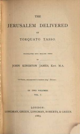 The Jerusalem delivered of Torquato Tasso, 1