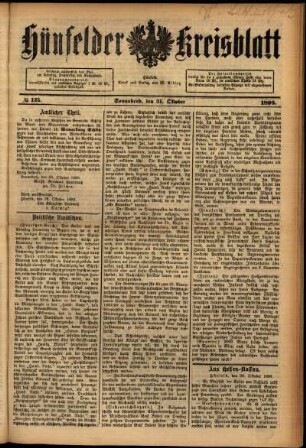 Ausgabe vom Samstag, den 31. Oktober 1896.