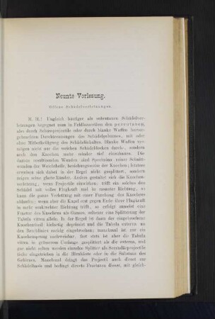 Neunte Vorlesung. Offene Schädelverletzungen