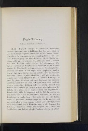 Neunte Vorlesung. Offene Schädelverletzungen