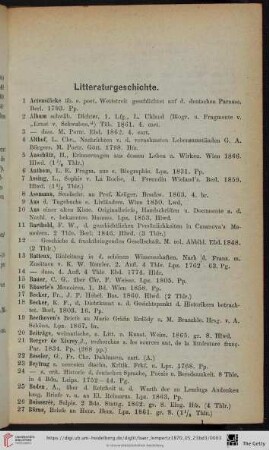 Litteraturgeschichte (Nr. 1 - 222)