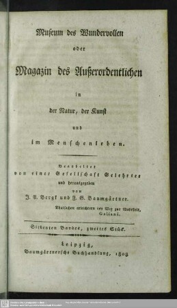 Siebenter Band, zweites Stück