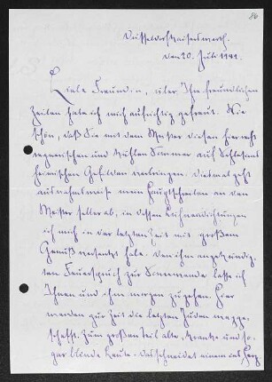 Brief von Herbert Eulenberg an Margarete Hauptmann