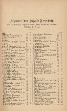 Alphabetisches Inhalts-Verzeichniß.