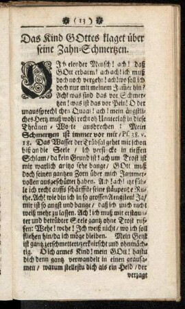 Das Kind Gottes klaget über seine Zahn-Schmertzen.