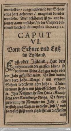 CAPUT VI. Vom Schnee und Eyß im Eyßland.