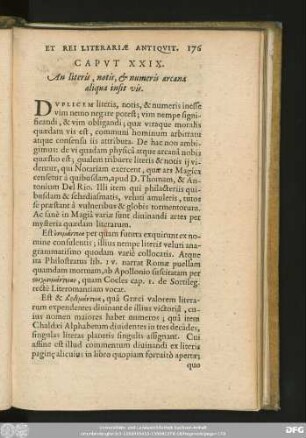 Caput XXIX. An literis, notis, & numeris arcana aliqua insit vis.