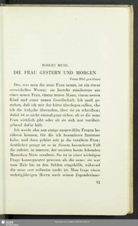 Die Frau Gestern Und Morgen