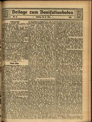 Zweite Ausgabe vom Sonntag, den 25. Mai 1913.