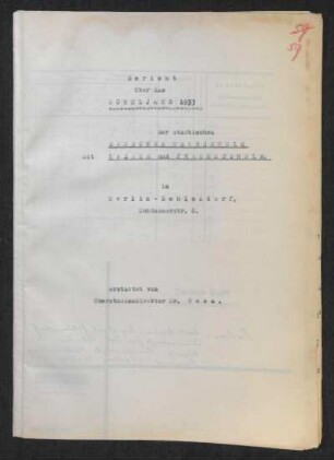 1933/34: Bericht über das Schuljahr ... der Städtischen Deutschen Oberschule mit Lyzeum und Frauenschule in Berlin-Zehlendorf - 19333/34