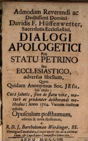 Dialogi apologetici pro statu Petrino