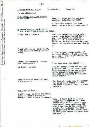 Englisches Drehbuch (Auszug)